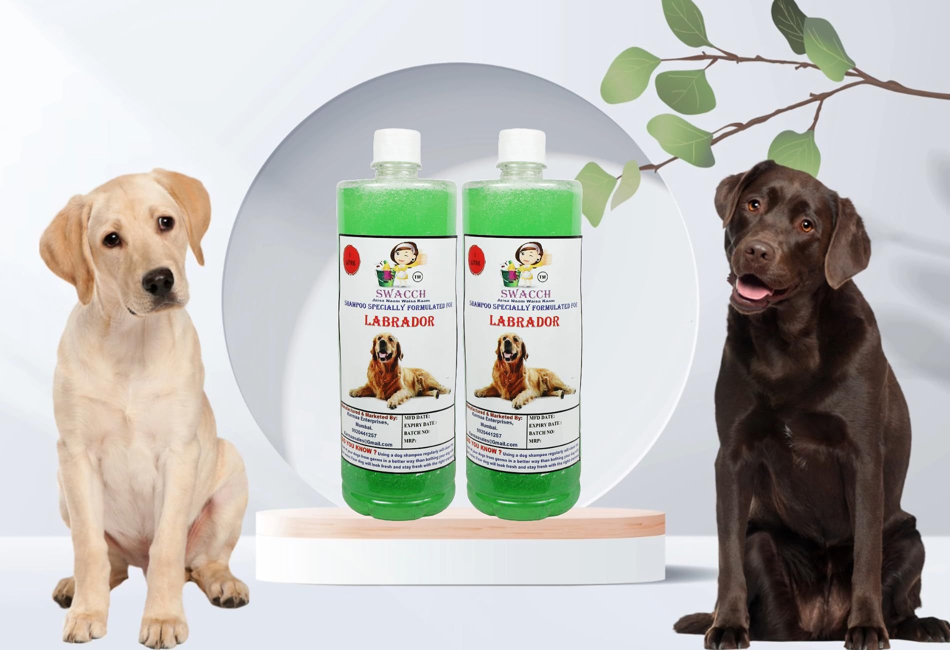 SWACCH Shampoo Specially FORMULATED for Labrador (1 Litre) (Pack of 2) NEEM ALOVERA