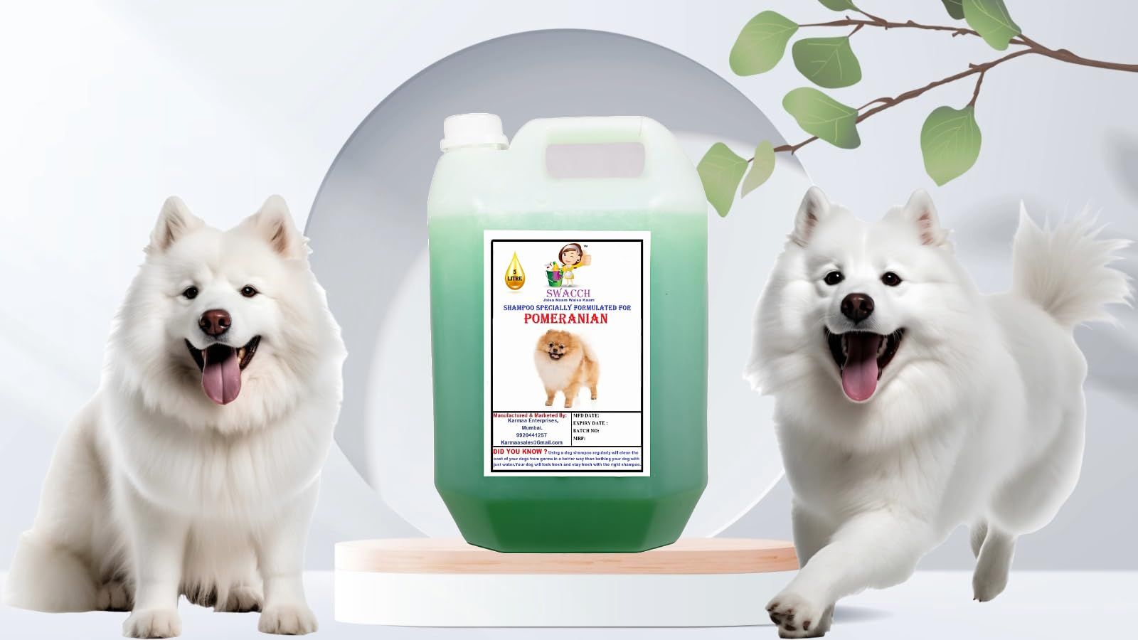 Swacch Shampoo Specially Formulated for Pomeranian (5 Litre) Neem Alovera