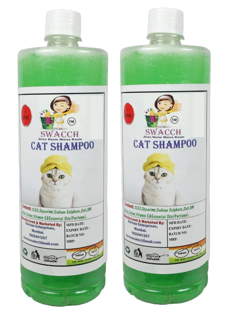 SWACCH CAT Shampoo (1 Litre) (Combo Pack of 2) NEEM ALOVERA