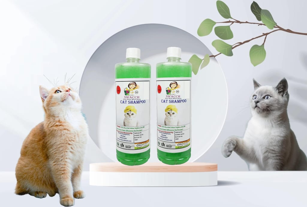 SWACCH CAT Shampoo (1 Litre) (Combo Pack of 2) NEEM ALOVERA