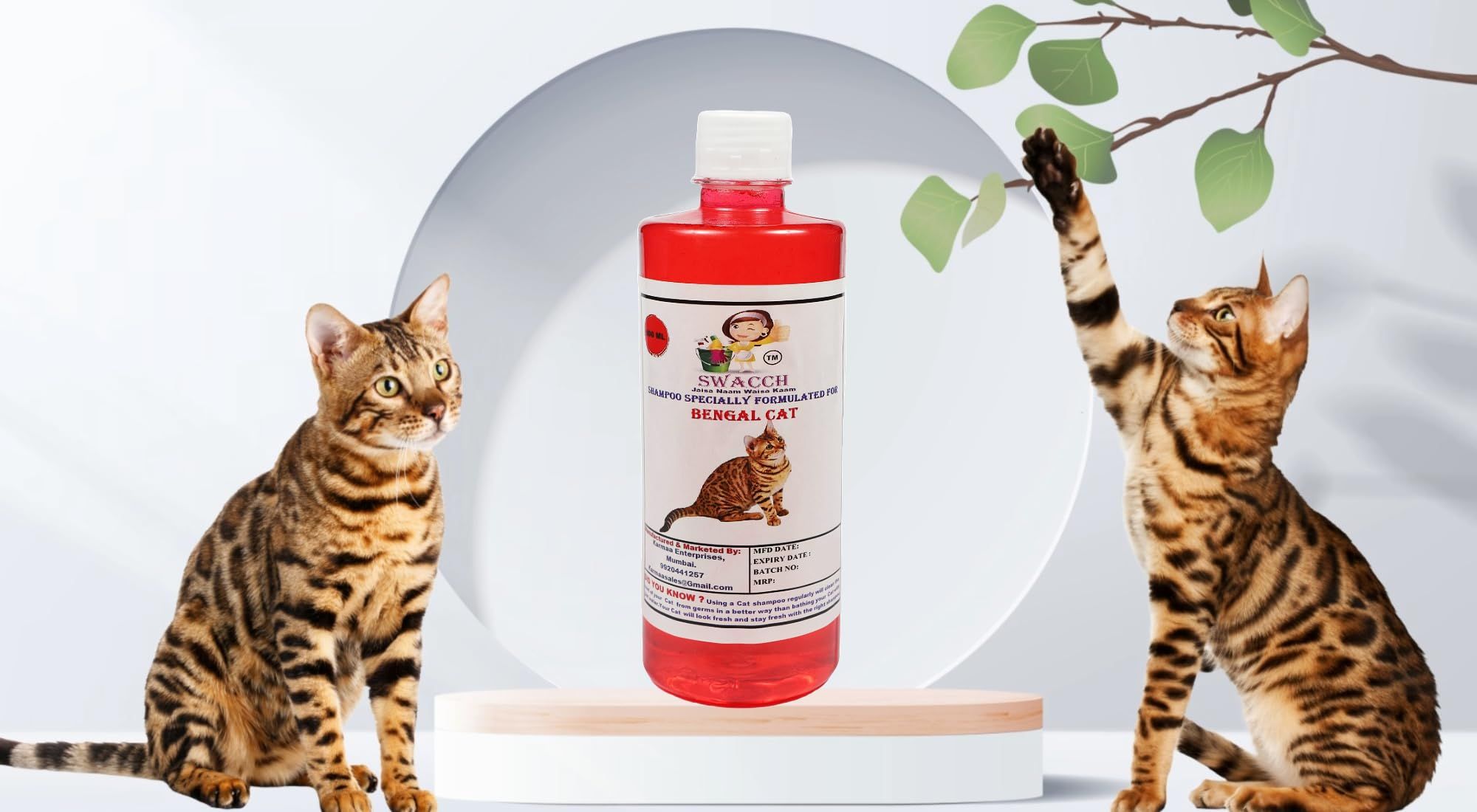 Swacch Shampoo Specially Formulated for Bengal Cat (500ml) Strawberry