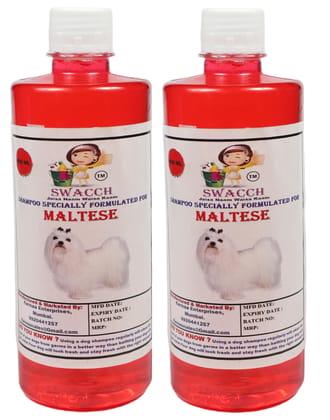 Swacch Shampoo Specially Formulated for Maltese (500ML) (Combo Pack of 2) Strawberry