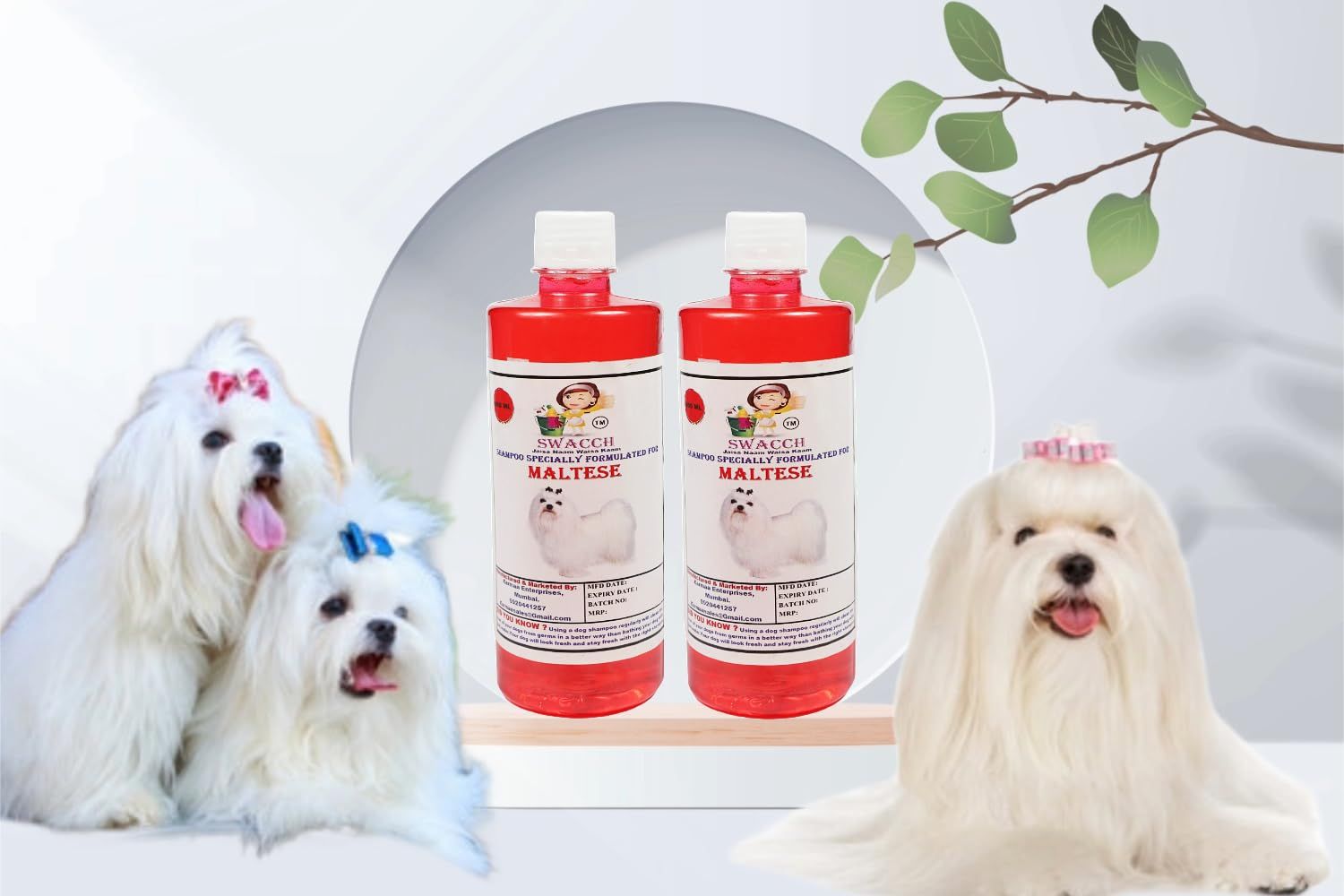 Swacch Shampoo Specially Formulated for Maltese (500ML) (Combo Pack of 2) Strawberry