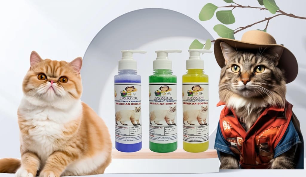 SWACCH Premium Shampoo for American Bobtail (200ML) (Combo Pack of 3) Lavender, NEEM ALOVERA & Lemon