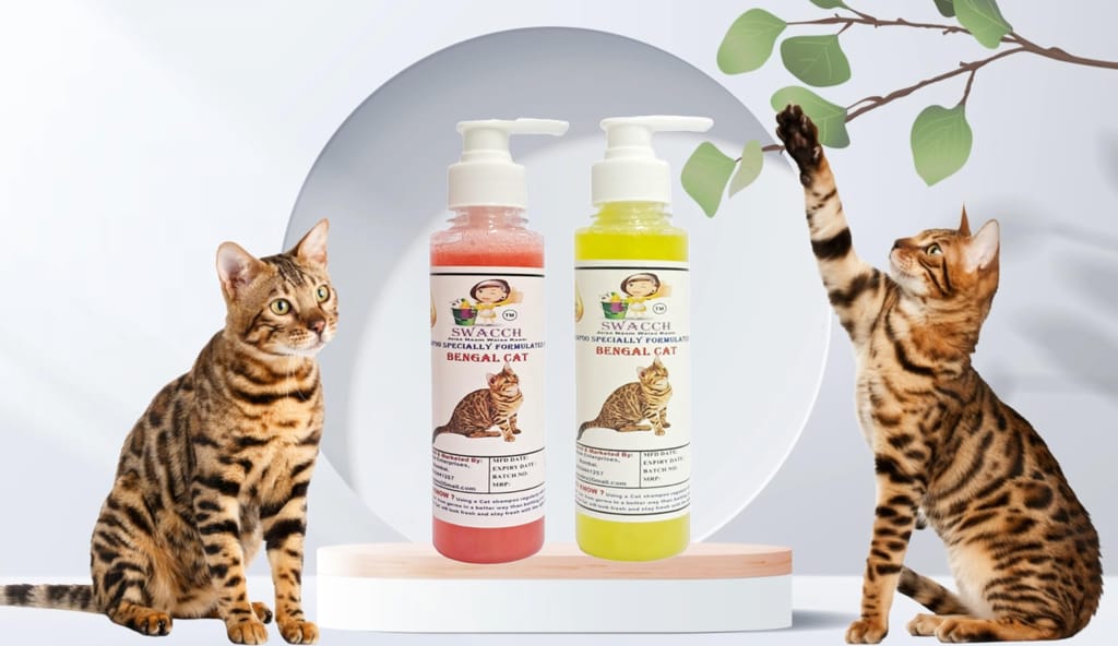SWACCH Premium Shampoo for Bengal CAT (200ML) (Pack of 2) Jasmine & Lemon