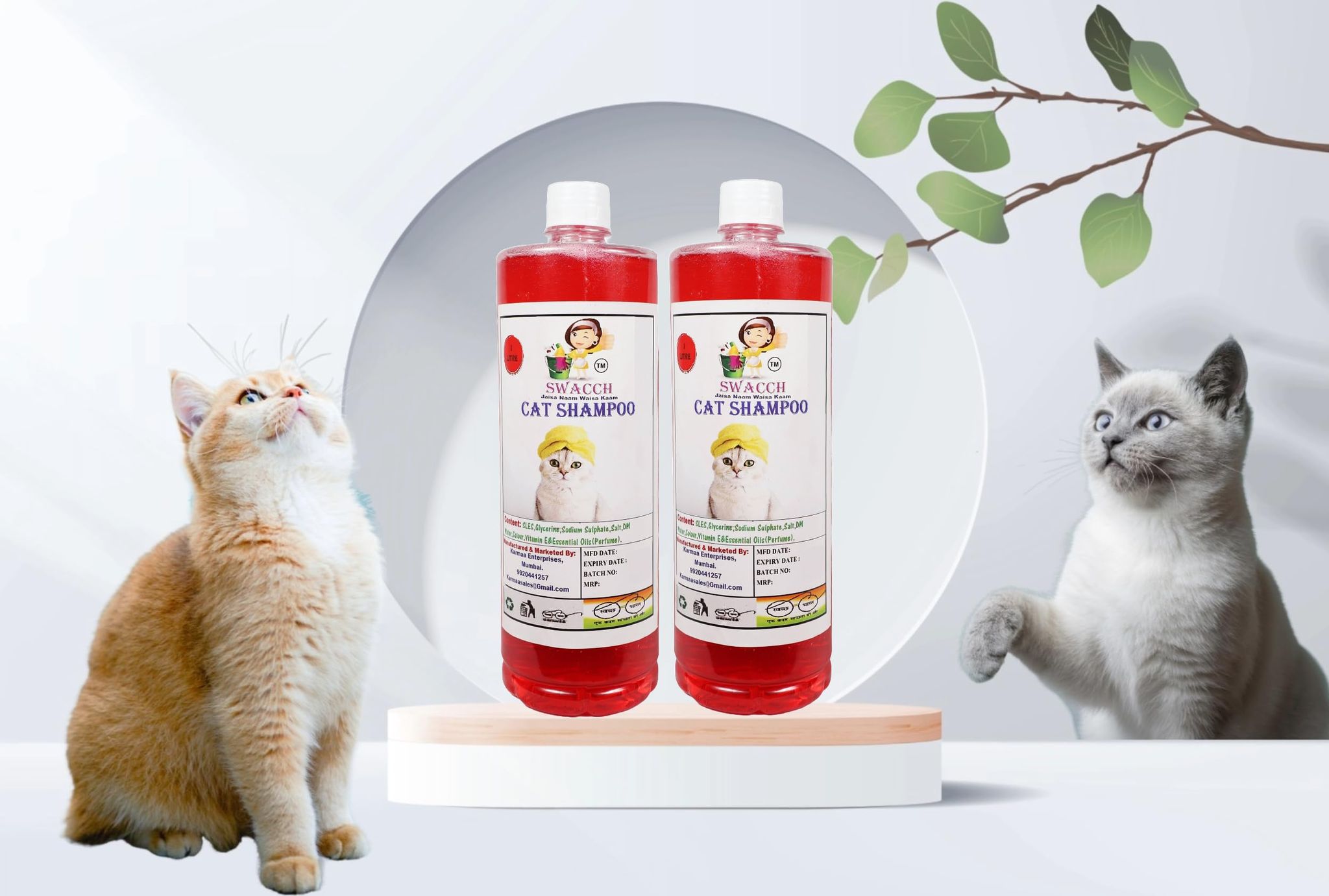 SWACCH CAT Shampoo (1 Litre) (Combo Pack of 2) Jasmine