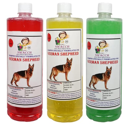 Swacch Shampoo Specially Formulated for German Shepherd (1 Litre) (Combo Pack of 3) Jasmine, Lemon & Neem Alovera