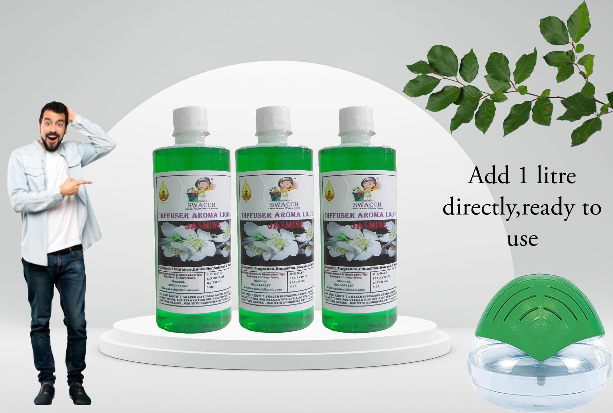 Swacch Diffuser Aroma Liquid (500ml) (Pack of 3) Jasmine