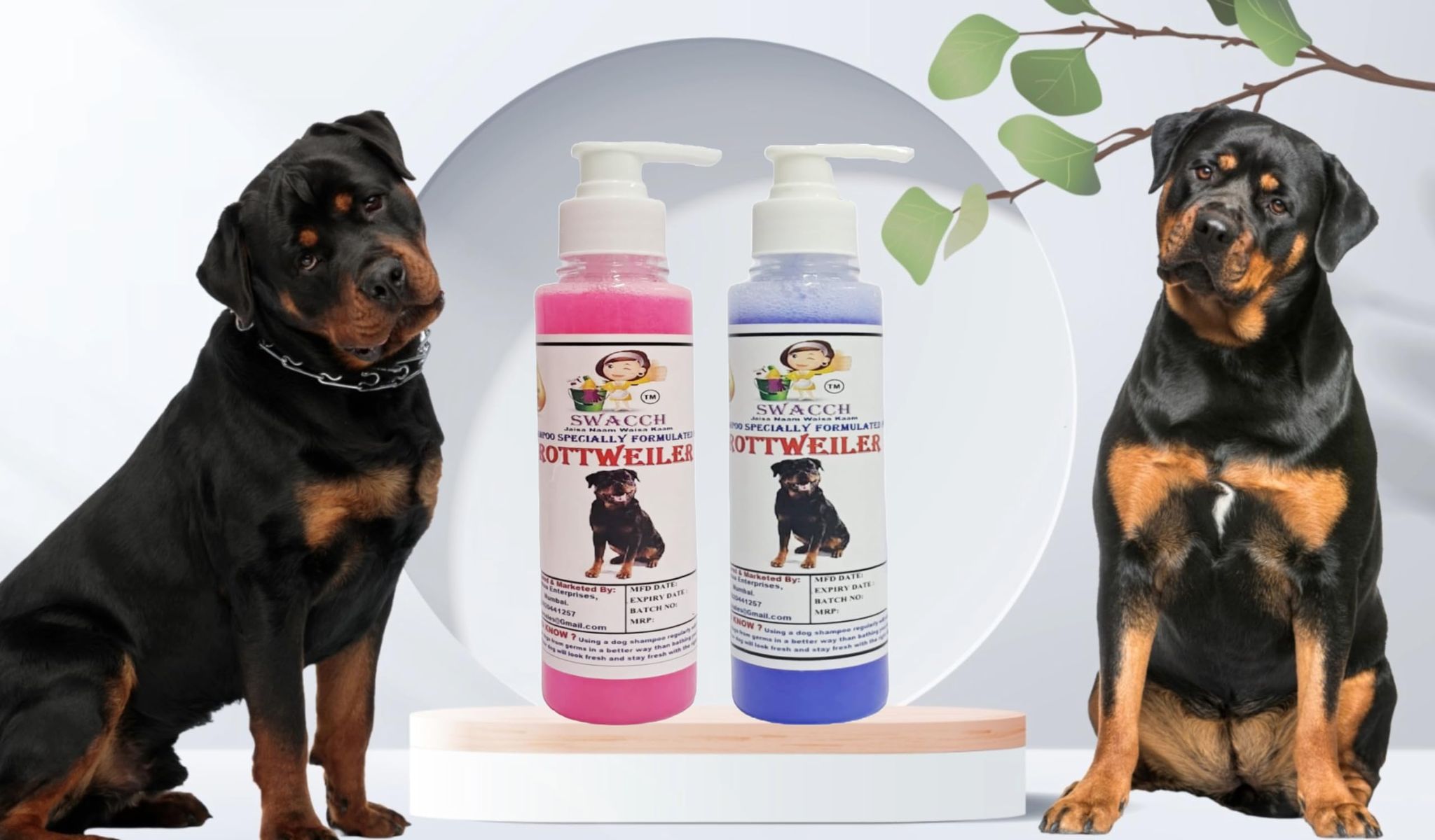 SWACCH Premium Shampoo for Rottweiler (200ML) (Combo Pack of 2) Rose & Lavender