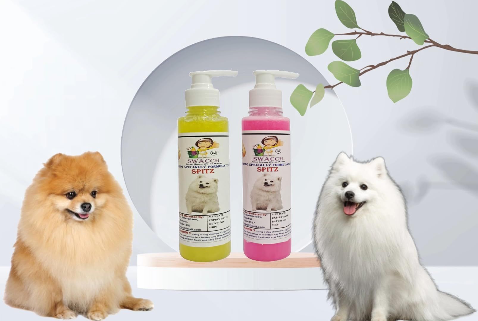 SWACCH Premium Shampoo for Spitz (200ML) (Combo Pack of 2) Lemon & Rose