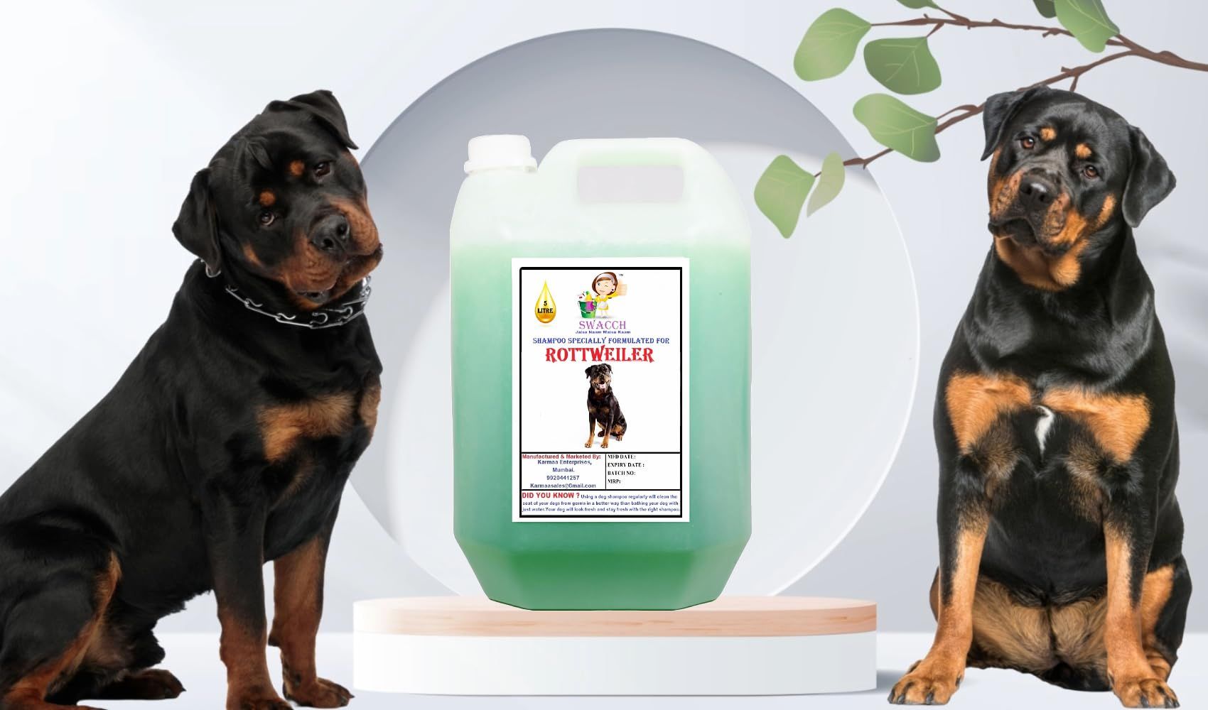 Swacch Shampoo Specially Formulated for Rottweiler (5 Litre) Neem Alovera