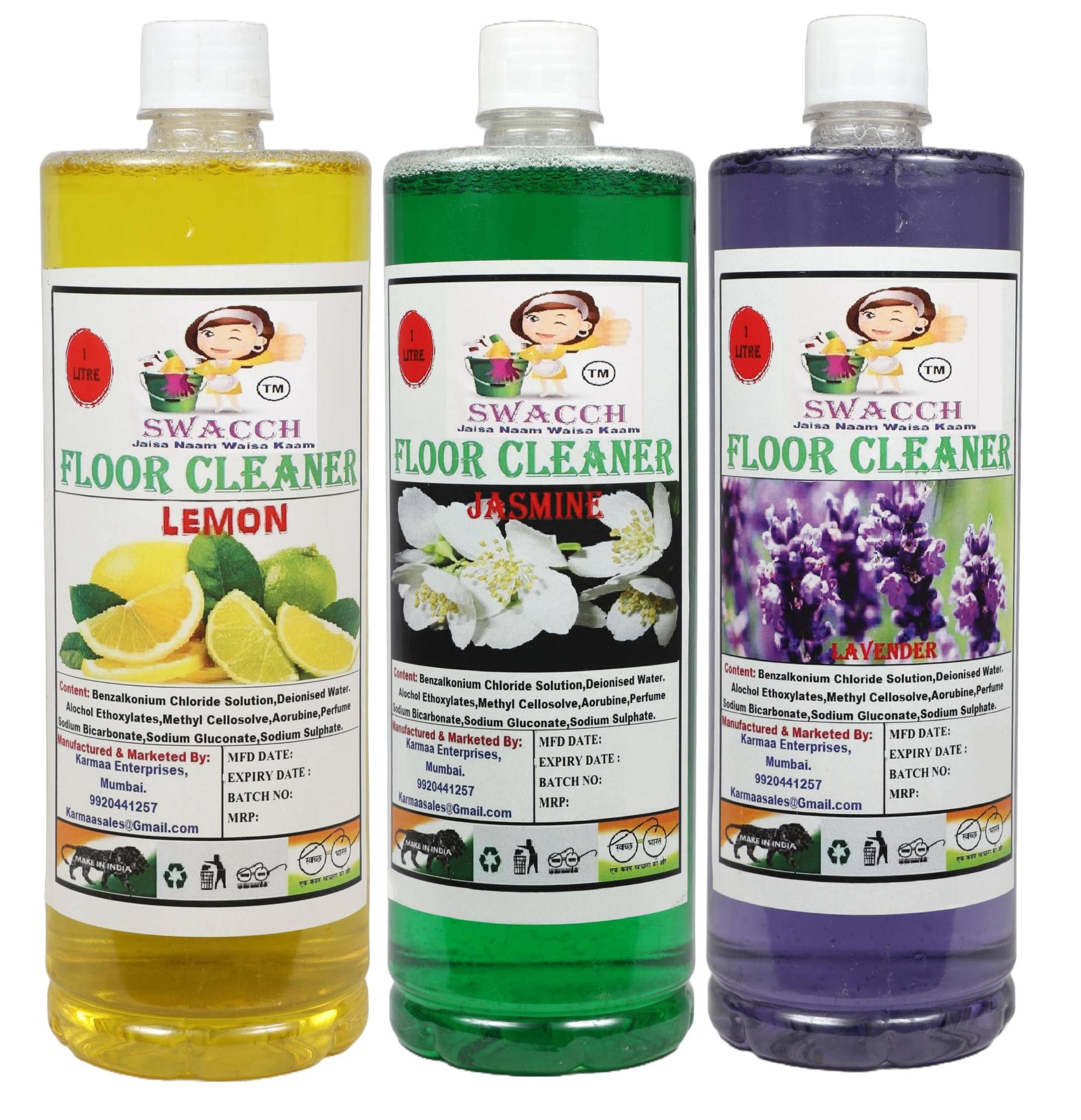 HOME CARE COMBO FLOOR CLEANER (1 Litre) (Pack of 3) Lemon, Jasmine & Lavender