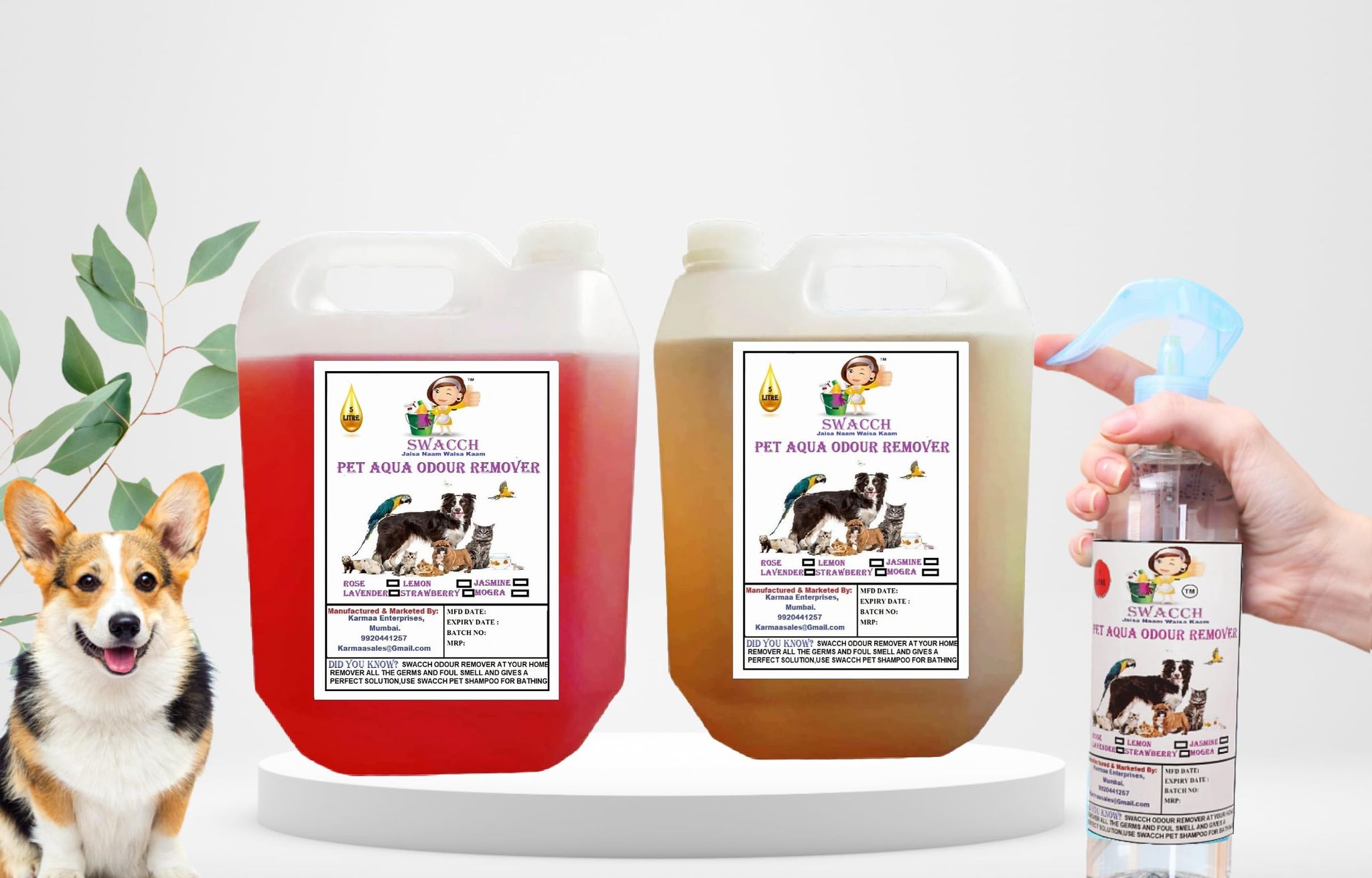 Swacch PET Aqua Odour Remover (5 Litre) (Pack of 2) Jasmine & Lavender