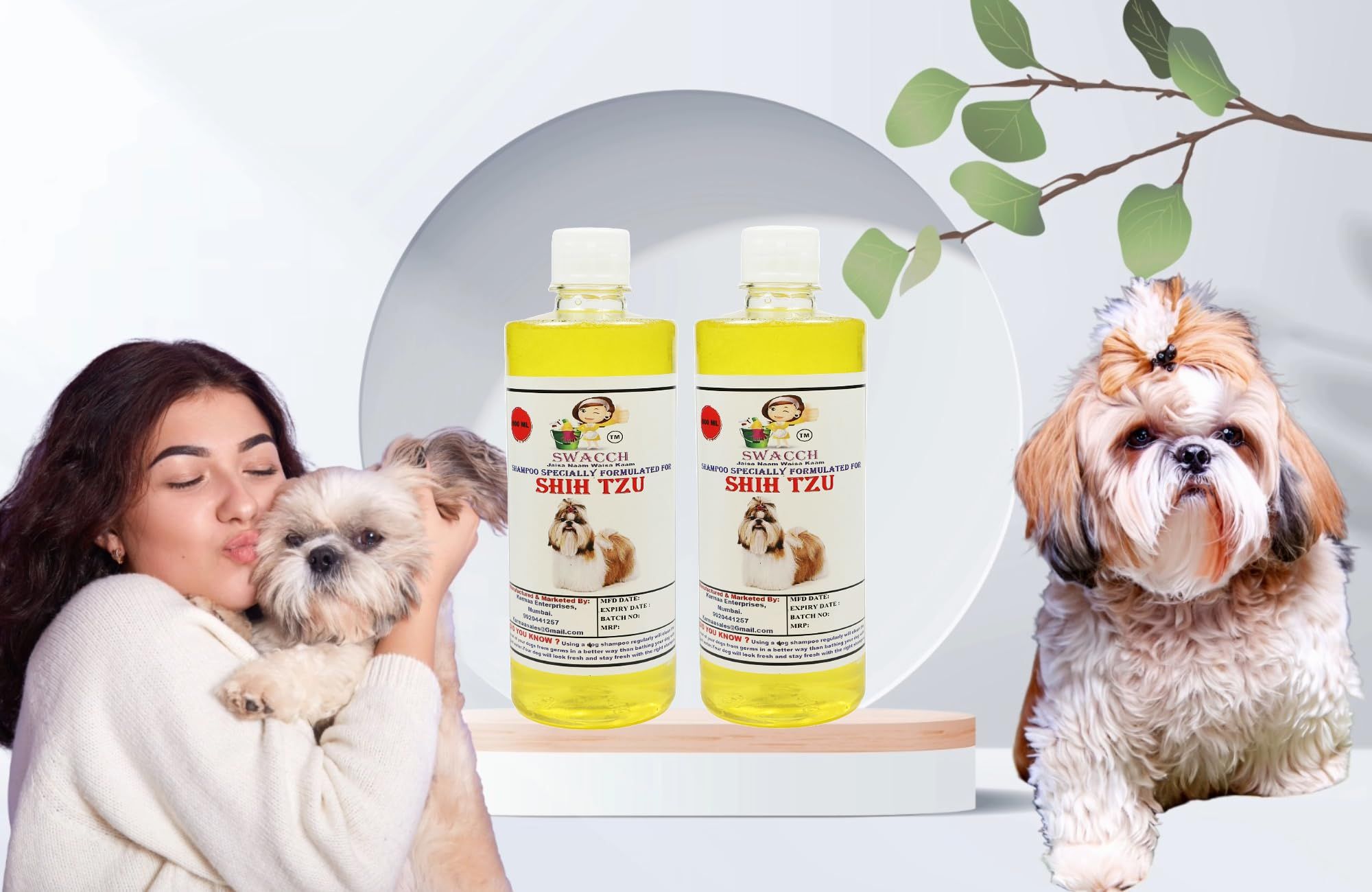 SWACCH Shampoo Specially FORMULATED for Shih TZU (500ML) (Combo Pack of 2) Lemon