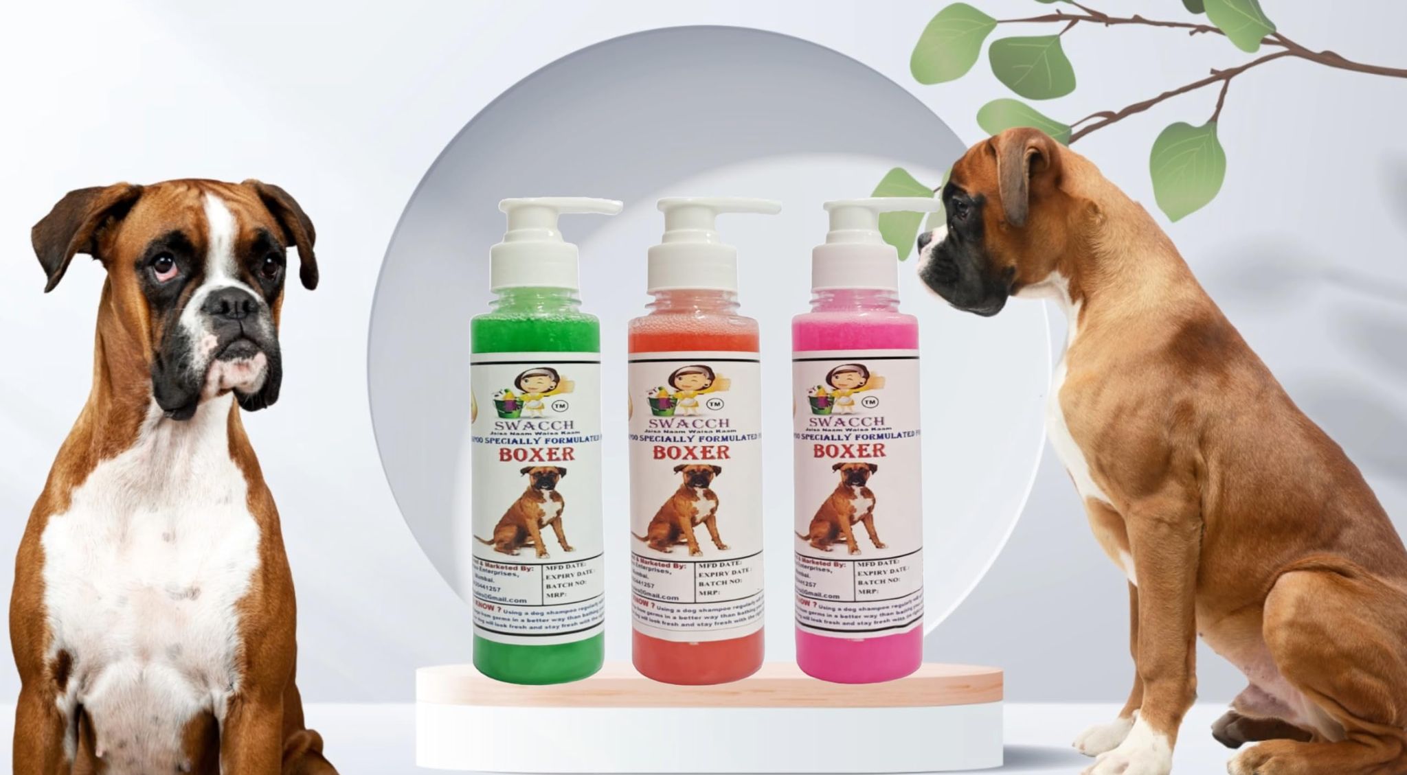 SWACCH Premium Shampoo for Boxer (200ML) (Combo Pack of 3) NEEM ALOVERA, Jasmine & Rose