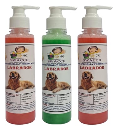 SWACCH Premium Shampoo for Labrador (200ML) (Combo Pack of 3) Jasmine, NEEM ALOVERA & Strawberry