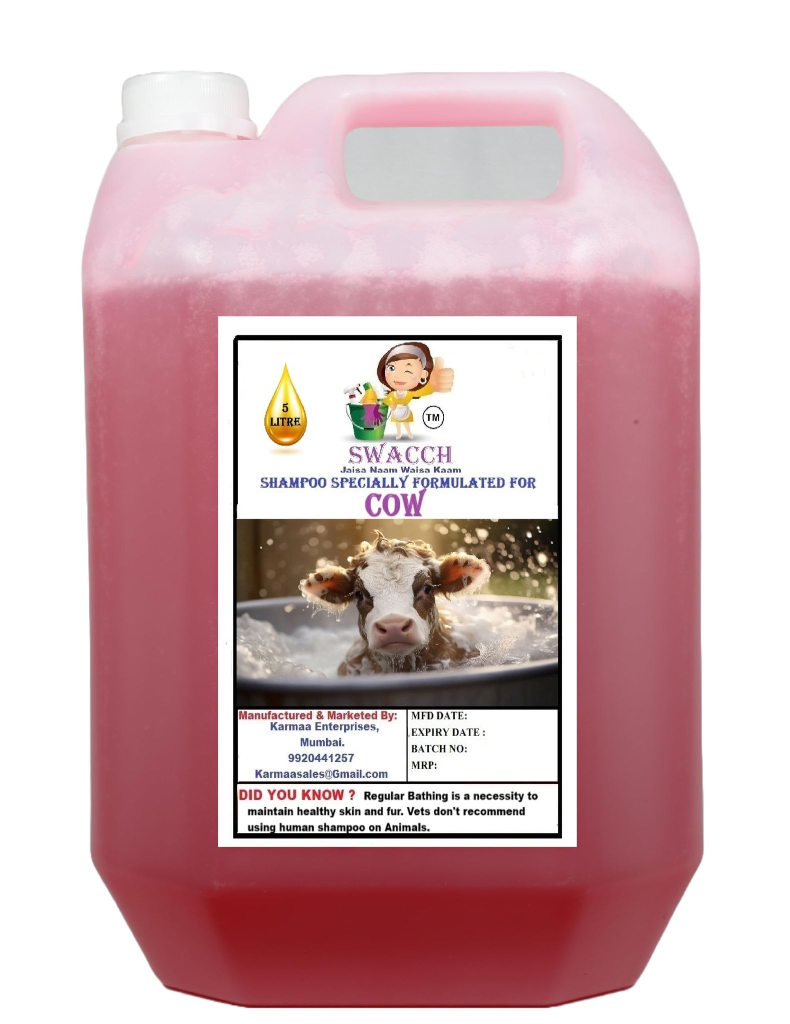 Swacch Shampoo Specially Formulated for Cow (5 Litre) Jasmine