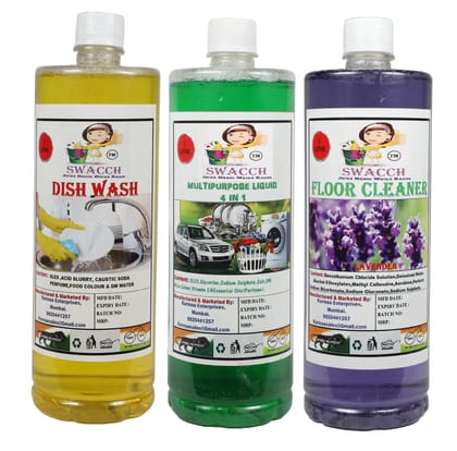 Home Care Combo Dish Wash, Multipurpose Liquid & Floor Cleaner (1 Litre) (Pack of 3)