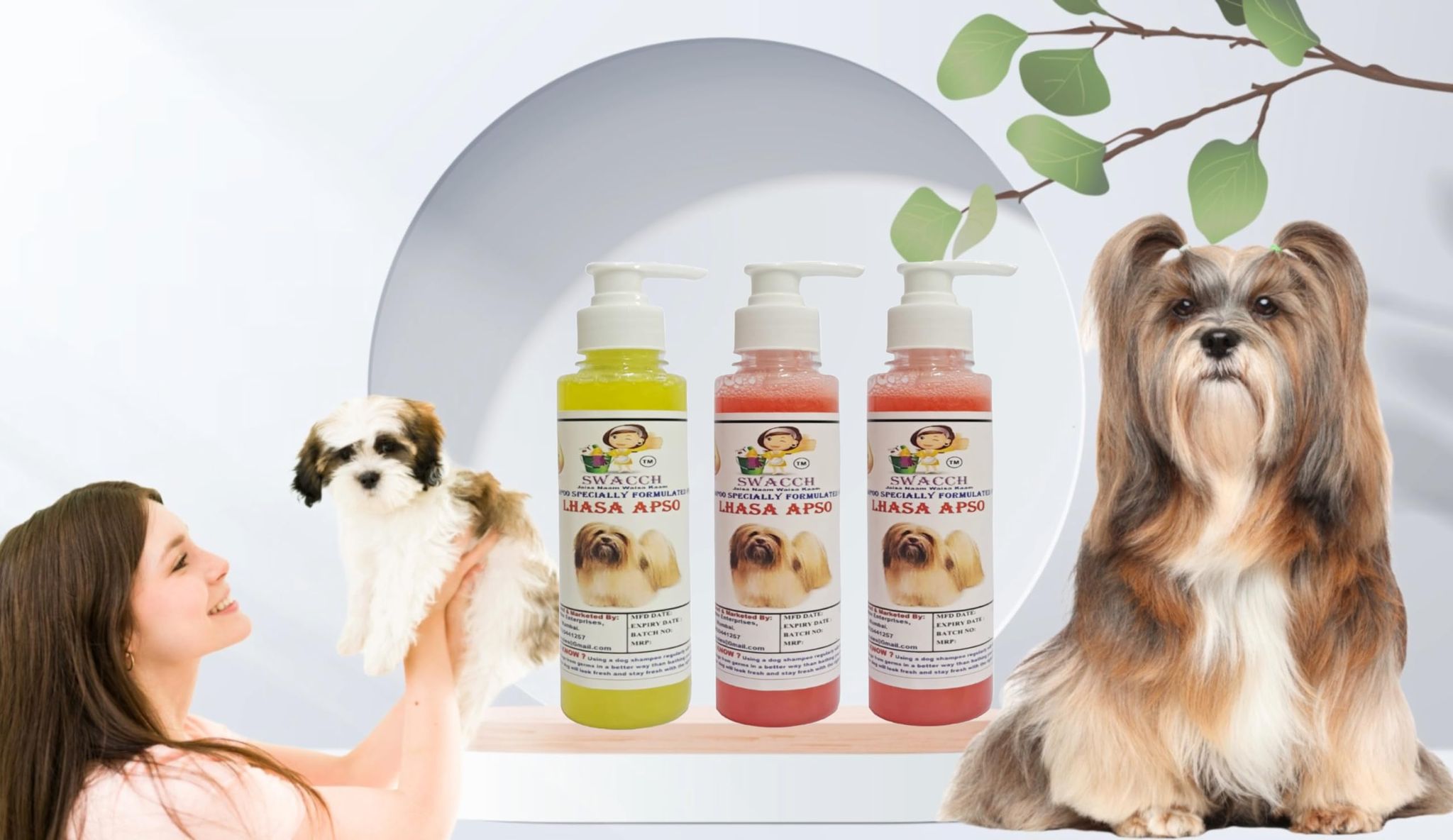 SWACCH Premium Shampoo for Lhasa APSO (200ML) (Combo Pack of 3) Lemon, Jasmine & Strawberry