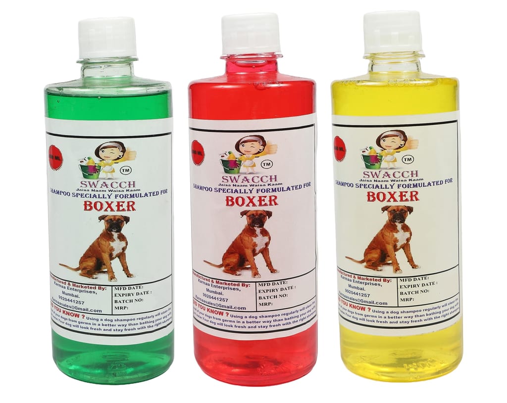 SWACCH Shampoo Specially FORMULATED for Boxer (500ML) (Combo Pack of 3) NEEM ALOVERA, Jasmine & Lemon
