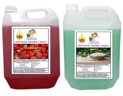 Swacch Diffuser Aroma Liquid (5 Litre) (Pack of 2) Strawberry & Mogra