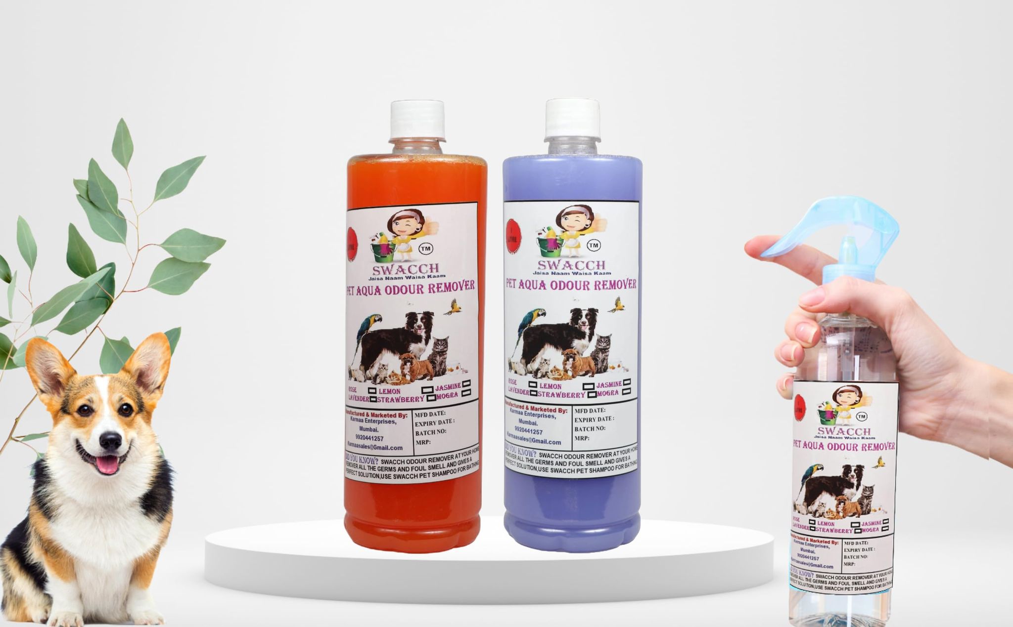 Swacch PET Aqua Odour Remover (1 Litre) (Combo Pack of 2) Orange & Lavender