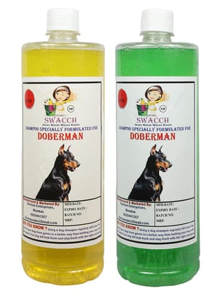 SWACCH Shampoo Specially FORMULATED for Doberman (1 Litre) (Pack of 2) Lemon,NEEM ALOVERA