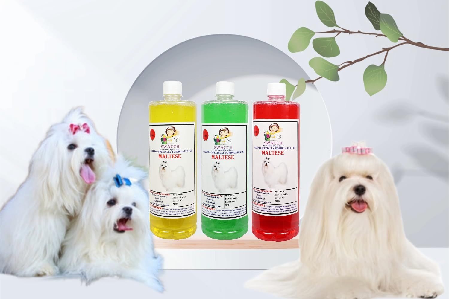 Swacch Shampoo Specially Formulated for Maltese (1 Litre) (Combo Pack of 3) Lemon, Neem Alovera & Jasmine