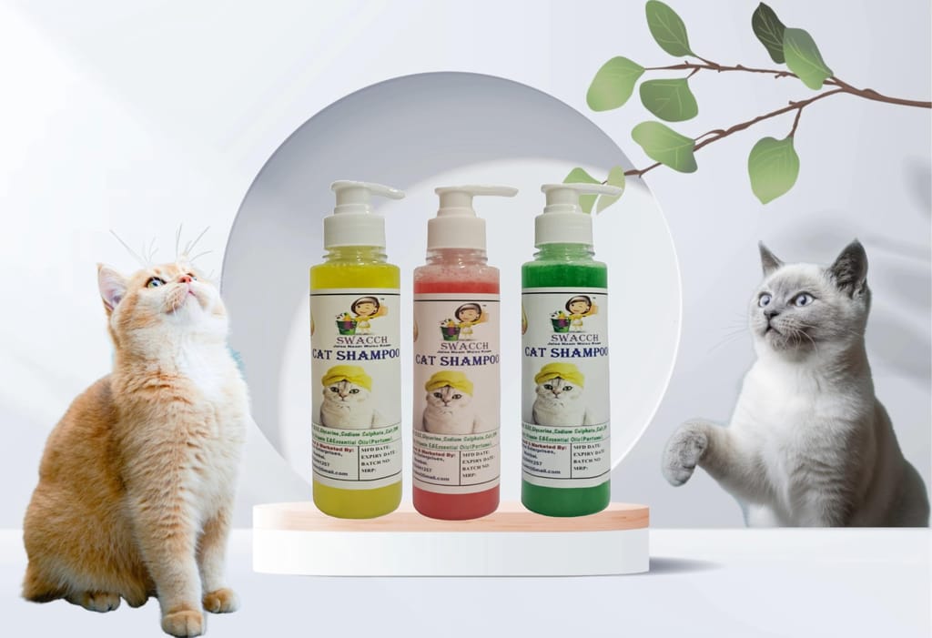 SWACCH Premium Shampoo for CAT Shampoo (200ML) (Combo Pack of 3) Lemon, Jasmine & NEEM ALOVERA
