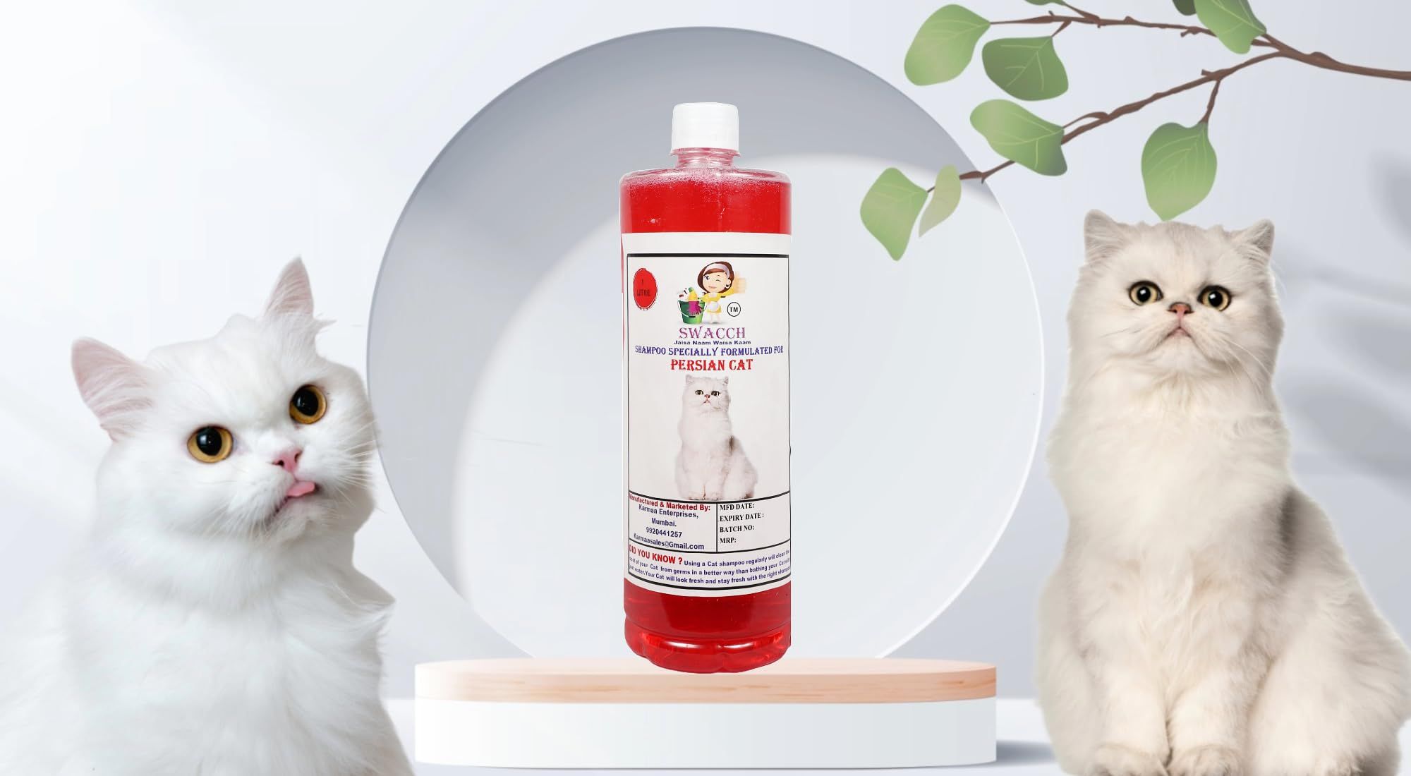Swacch Shampoo Specially Formulated for Persian Cat (1 Litre) Jasmine