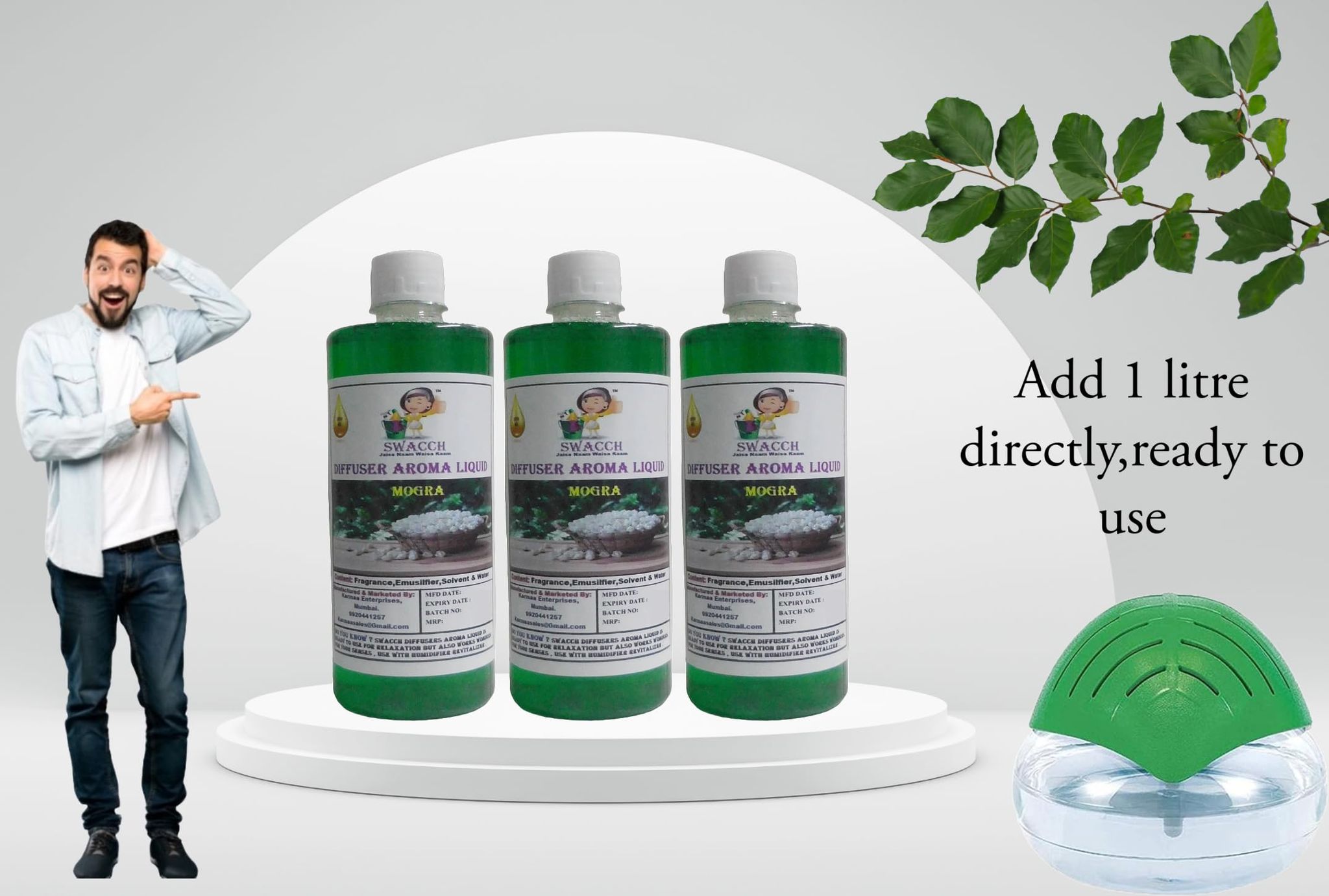 Swacch Diffuser Aroma Liquid (500ml) (Pack of 3) Mogra