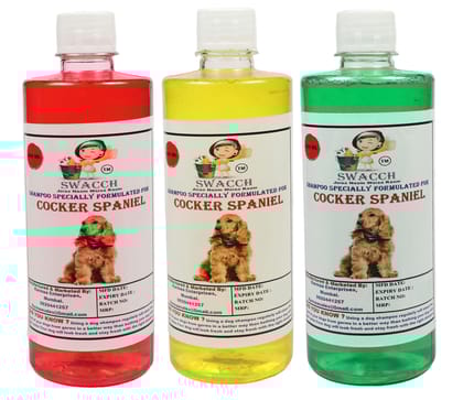 Swacch Shampoo Specially Formulated for Cocker Spaniel (500ML) (Combo Pack of 3) Jasmine, Lemon & Neem Alovera