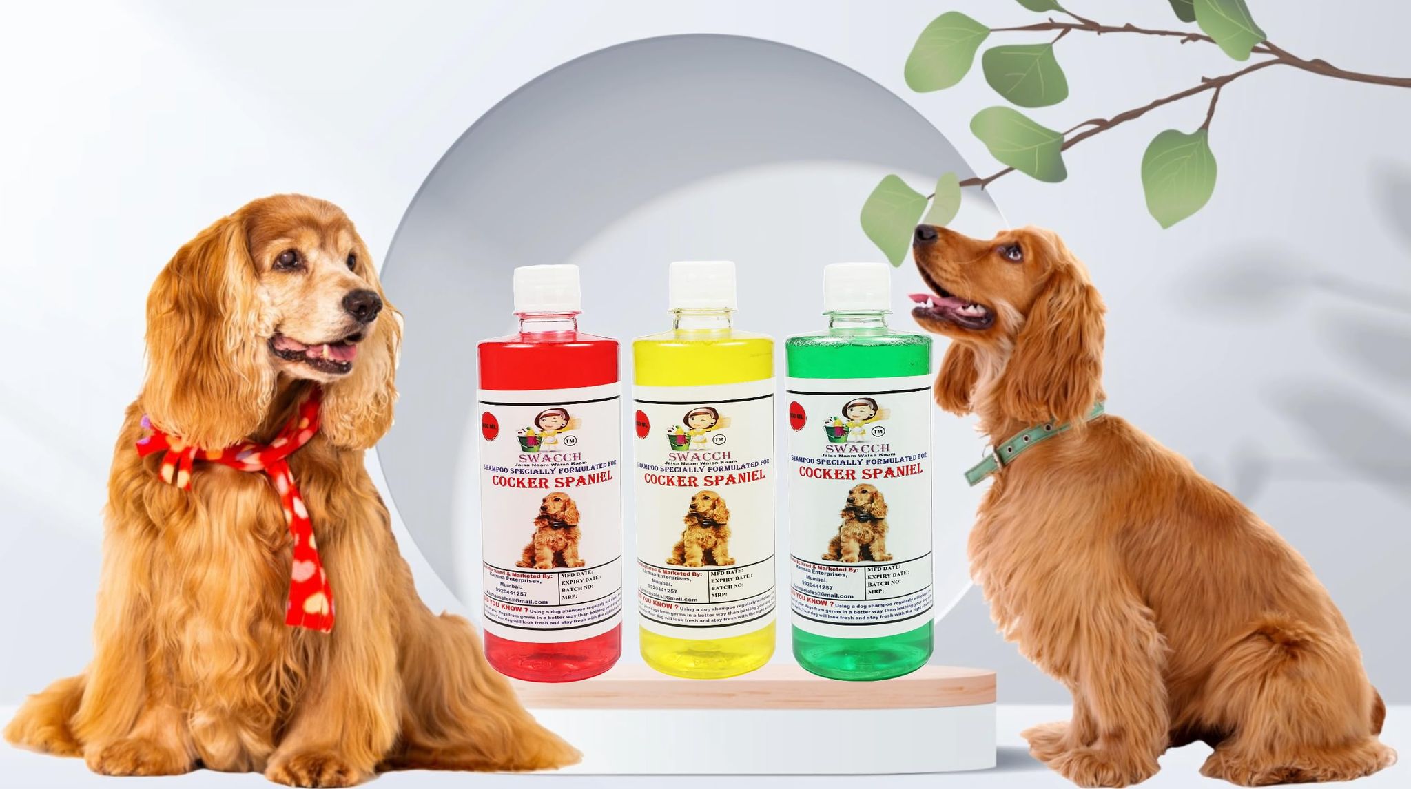 Swacch Shampoo Specially Formulated for Cocker Spaniel (500ML) (Combo Pack of 3) Jasmine, Lemon & Neem Alovera