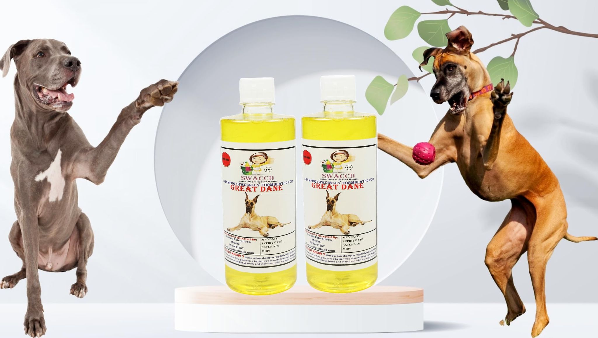 Swacch Shampoo Specially Formulated for Great DANE (500ML) (Combo Pack of 2) Lemon