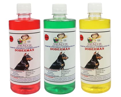 SWACCH Shampoo Specially FORMULATED for Doberman (500ML) (Combo Pack of 3) Strawberry, Lemon, NEEM ALOVERA