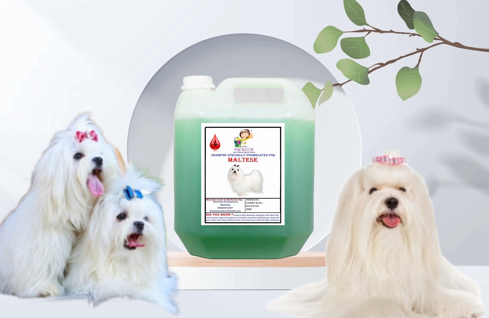 Swacch Shampoo Specially Formulated for Maltese (10 Litre) Neem Alovera