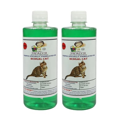 SWACCH Shampoo Specially FORMULATED for Bengal CAT (500ML) (Combo Pack of 2) NEEM ALOVERA