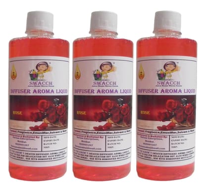 Swacch Diffuser Aroma Liquid (500ml) (Pack of 3) Rose