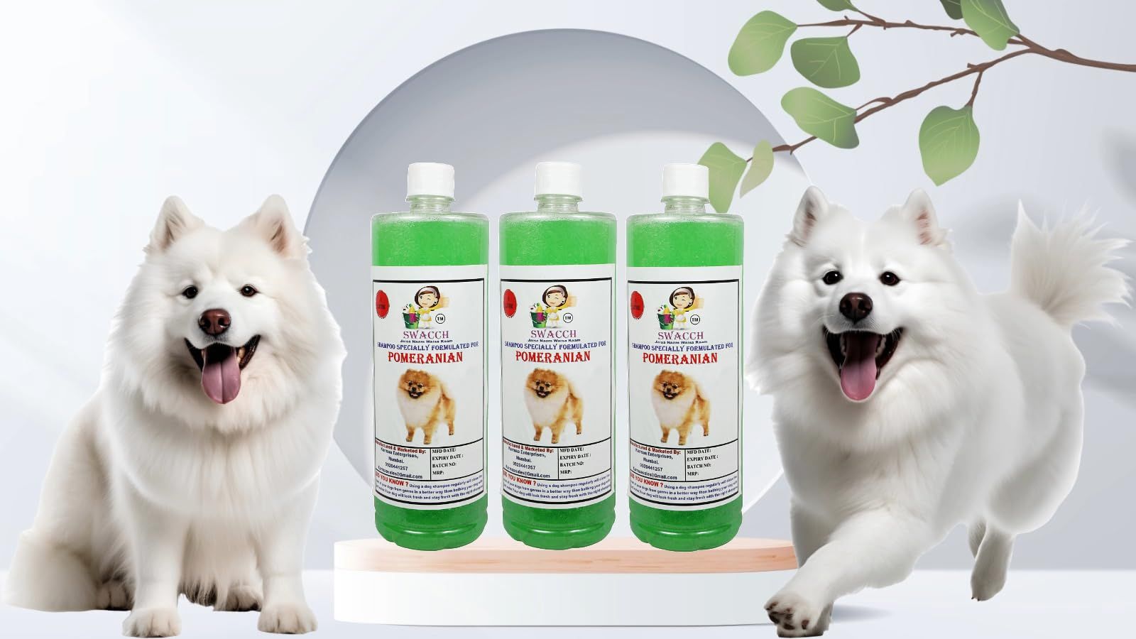 Swacch Shampoo Specially Formulated for Pomeranian (1 Litre) (Combo Pack of 3) Neem Alovera