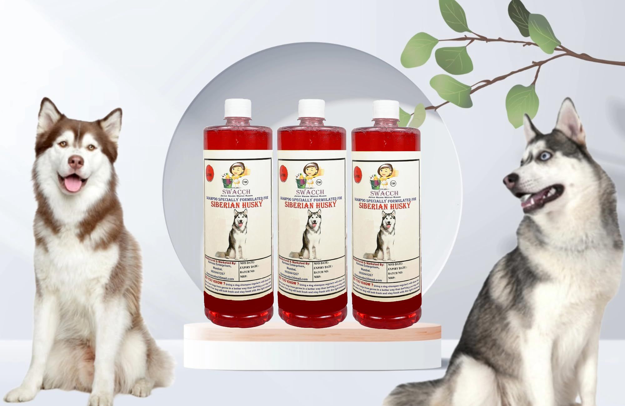 SWACCH Shampoo Specially FORMULATED for Siberian Husky (1 Litre) (Combo Pack of 3) Jasmine
