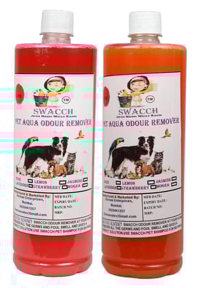 Swacch PET Aqua Odour Remover (1 Litre) (Combo Pack of 2) Strawberry & Orange
