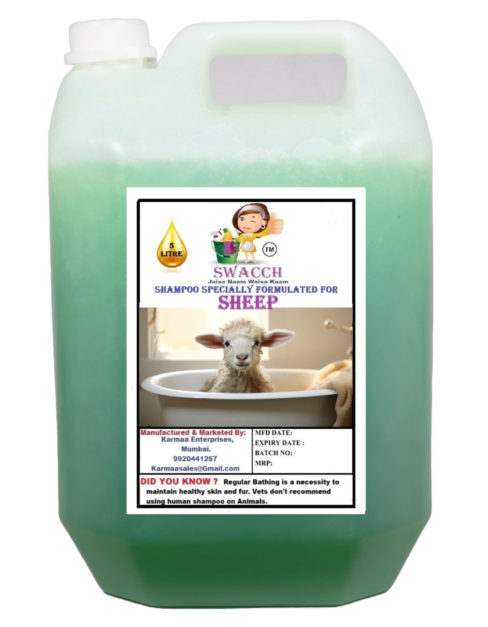 Swacch Shampoo Specially Formulated for Sheep (5 Litre) Neem Alovera