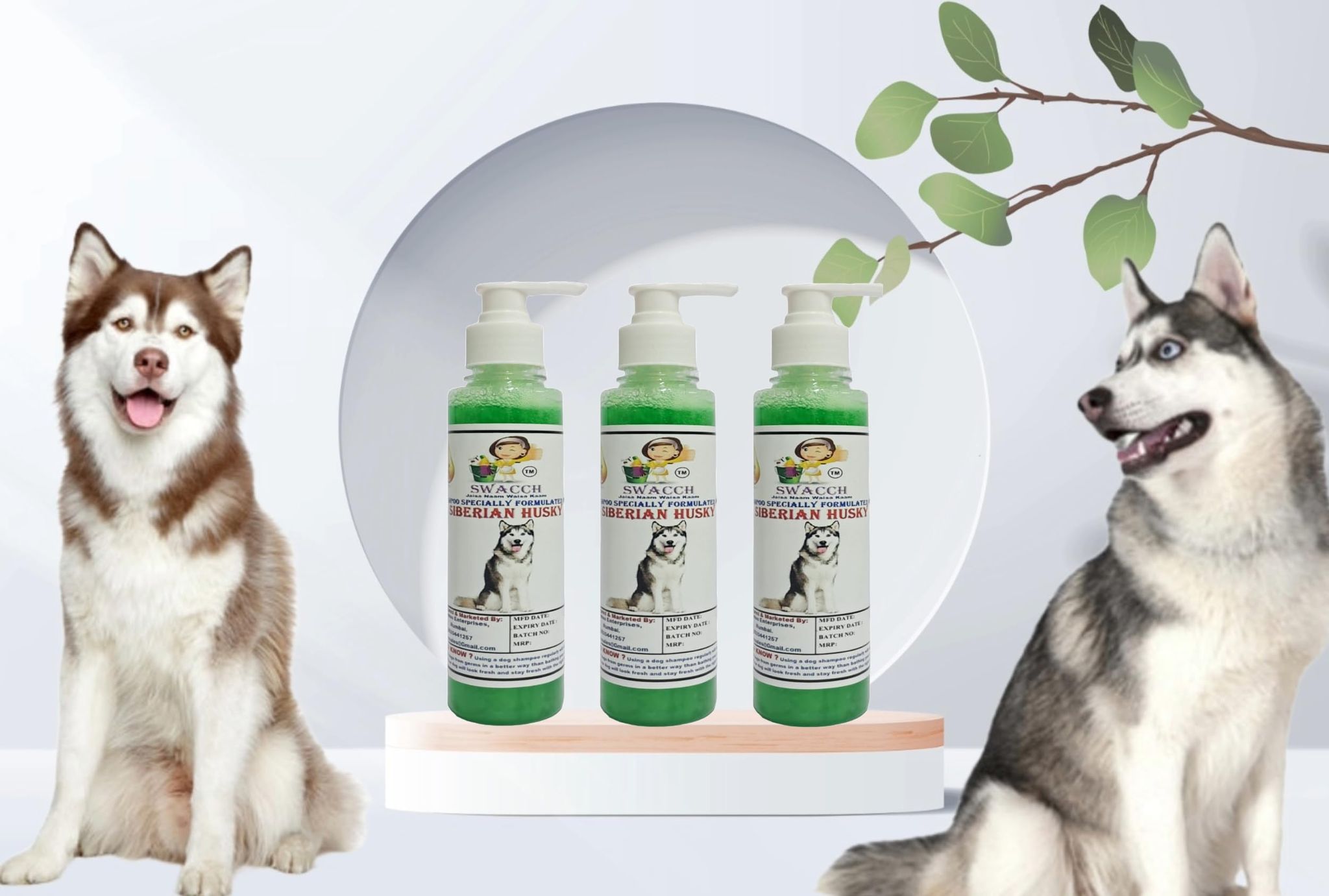 SWACCH Premium Shampoo for Siberian Husky (200ML) (Pack of 3) NEEM ALOVERA