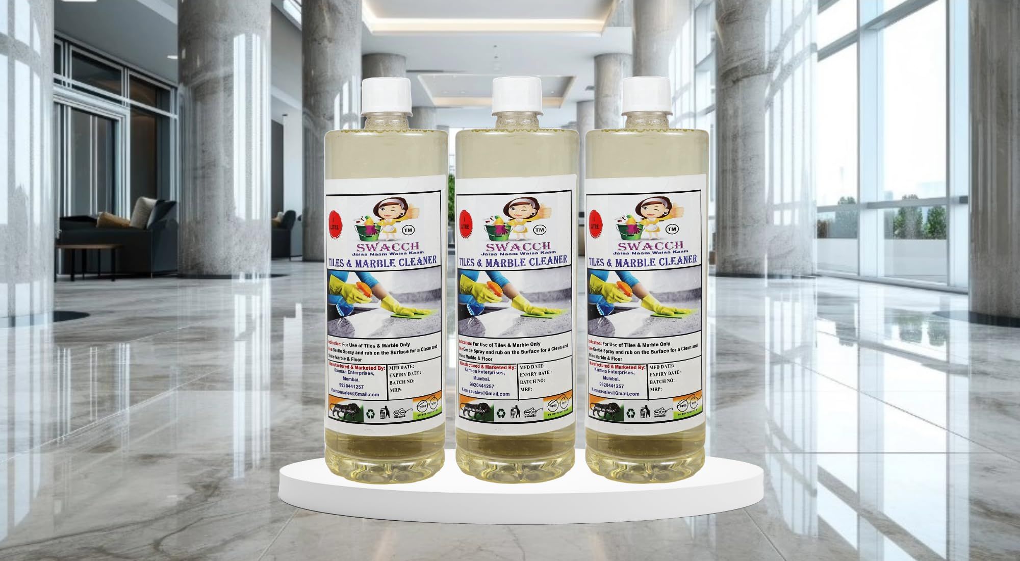 Tiles & Marble Cleaner (1 Litre) (Pack of 3)