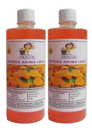 Swacch Diffuser Aroma Liquid (500ml) (Pack of 2) Orange
