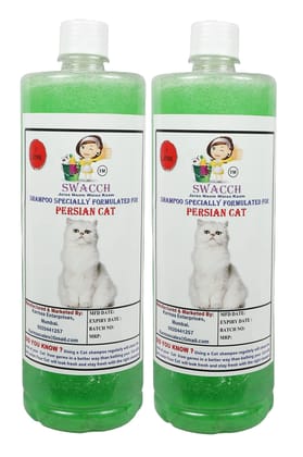 SWACCH Shampoo Specially FORMULATED for Persian CAT (1 Litre) (Pack of 2) NEEM ALOVERA