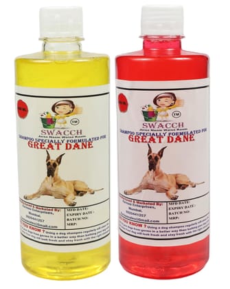 Swacch Shampoo Specially Formulated for Great DANE (500ML) (Combo Pack of 2) Lemon & Strawberry