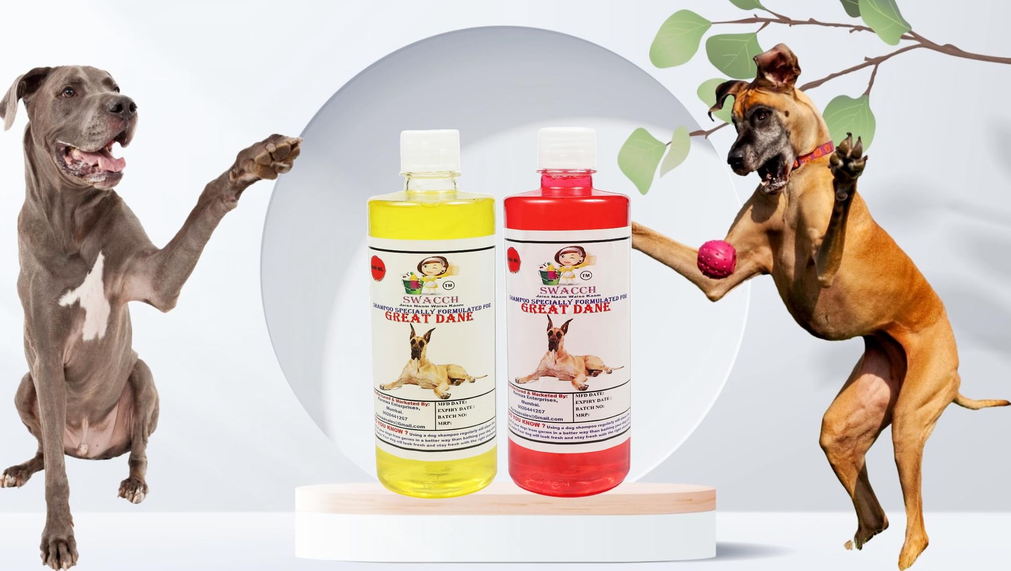 Swacch Shampoo Specially Formulated for Great DANE (500ML) (Combo Pack of 2) Lemon & Strawberry