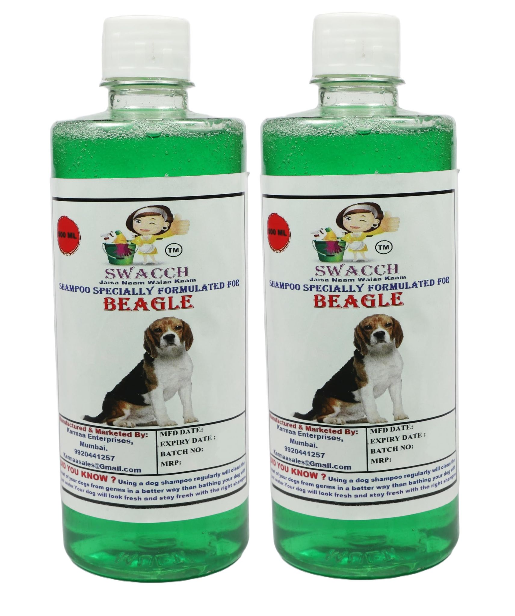 SWACCH Shampoo Specially FORMULATED for Beagle (500ML) (Combo Pack of 2) NEEM ALOVERA