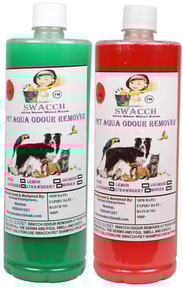 Swacch PET Aqua Odour Remover (1 Litre) (Combo Pack of 2) Jasmine & Rose